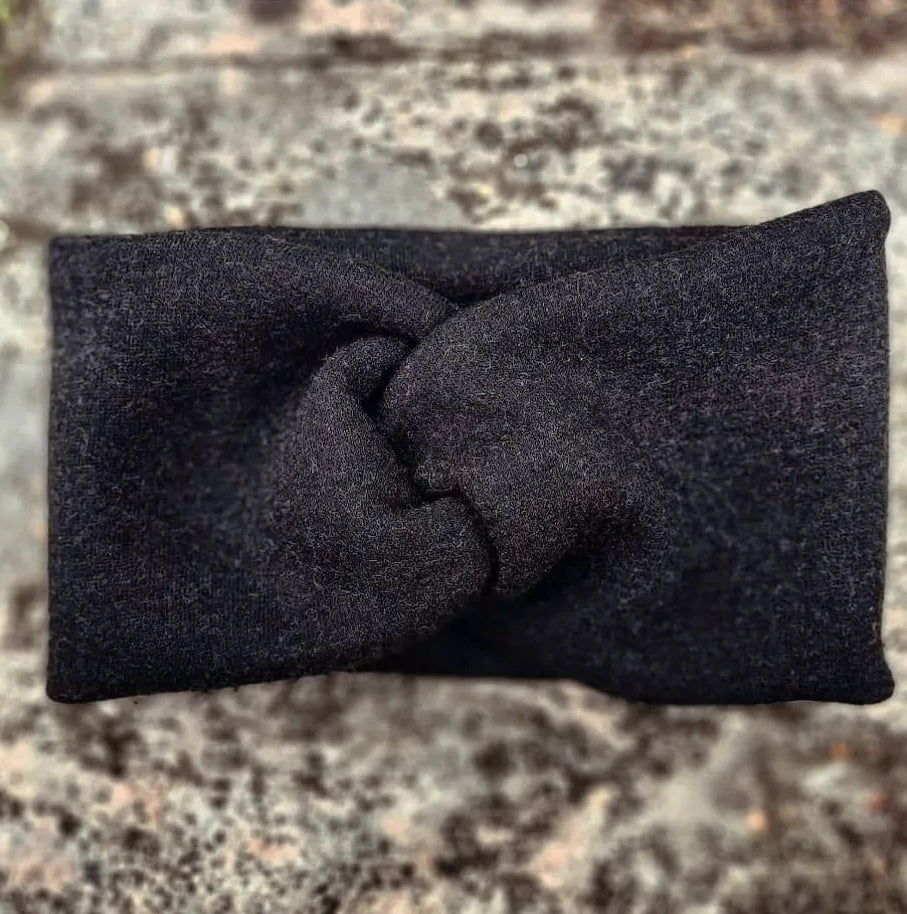 REA!!! Pannband ekologisk ullfrotté - "mörkgrå"