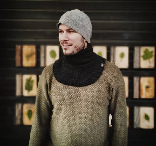 Halskrage / fuskpolo ekologisk ullfrotté - "vinternatt"